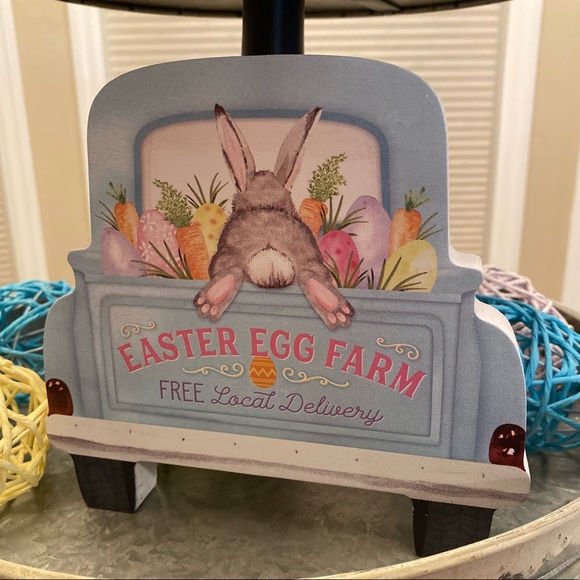 Vintage Farmhouse Easter Egg Farm Truck Sign, Easter Bunny Carrots & Easter Eggs - Picture 3 of 12